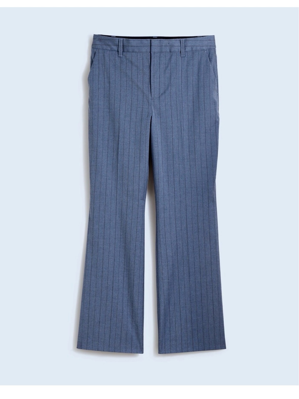 Madewell Flare Ankle Tailored Pinstripe Trousers in Mediterranean Blue